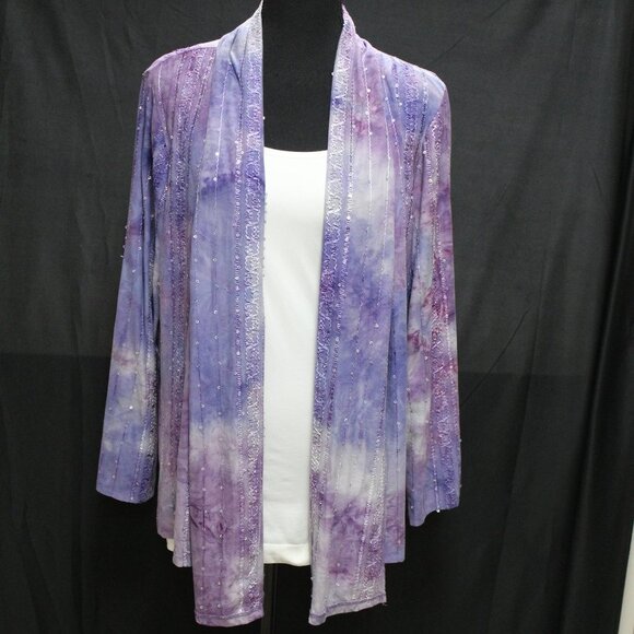 Only Nine Purple Shades Knit Cardigan w/Sequence - Picture 1 of 10